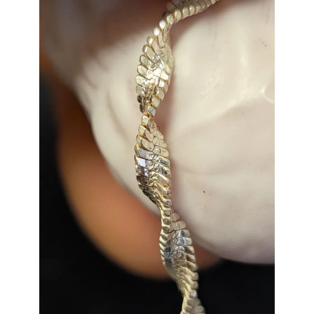 Italian 925 Sterling Silver Twisted Chain Bracelet Vintage 7